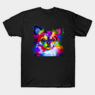 Rainbow Longhaired Chihuahua Low Poly Art T-Shirt